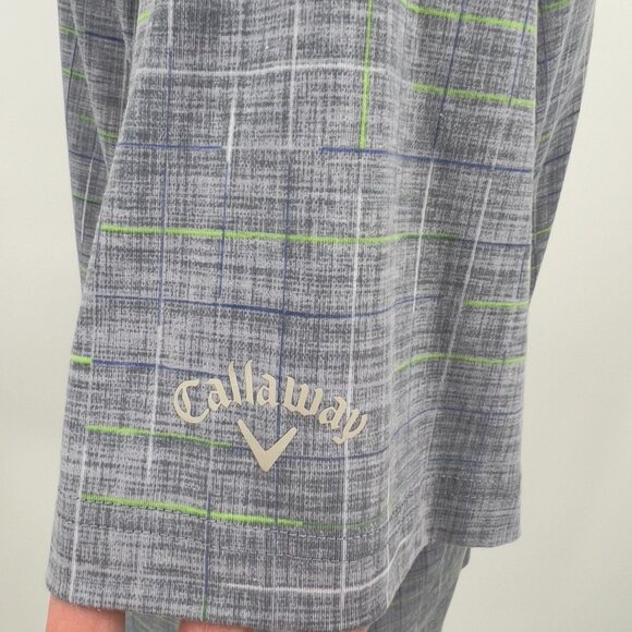 Callaway Men's Opti-Dri Golf Polo Shirt L Large Gray/Green Plaid - Picture 5 of 10